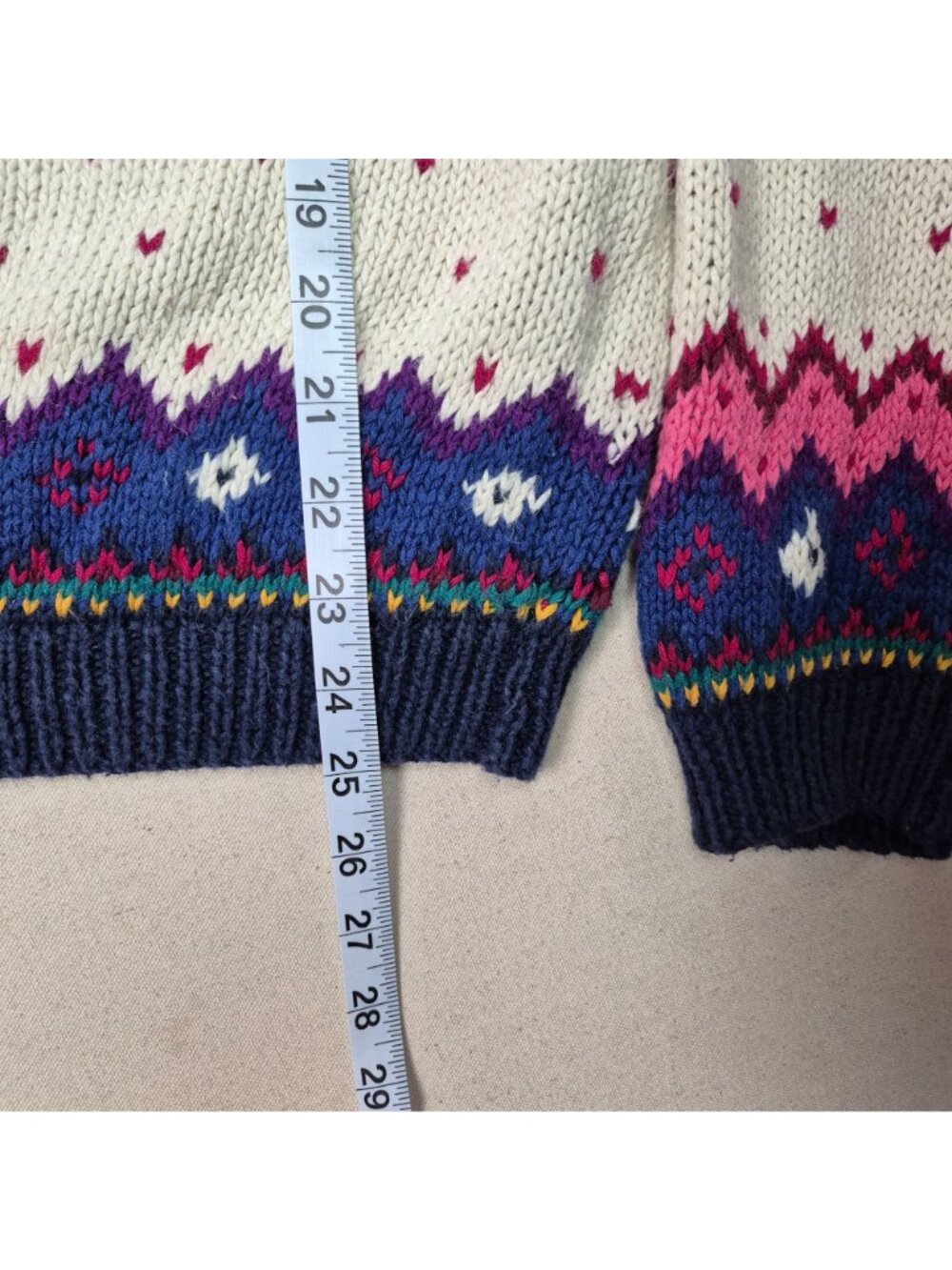 Cape Isle Knitters Women's Knit Long Sleeve White/Red/Blue Sweater Sz M VINTAGE! - Picture 7 of 9